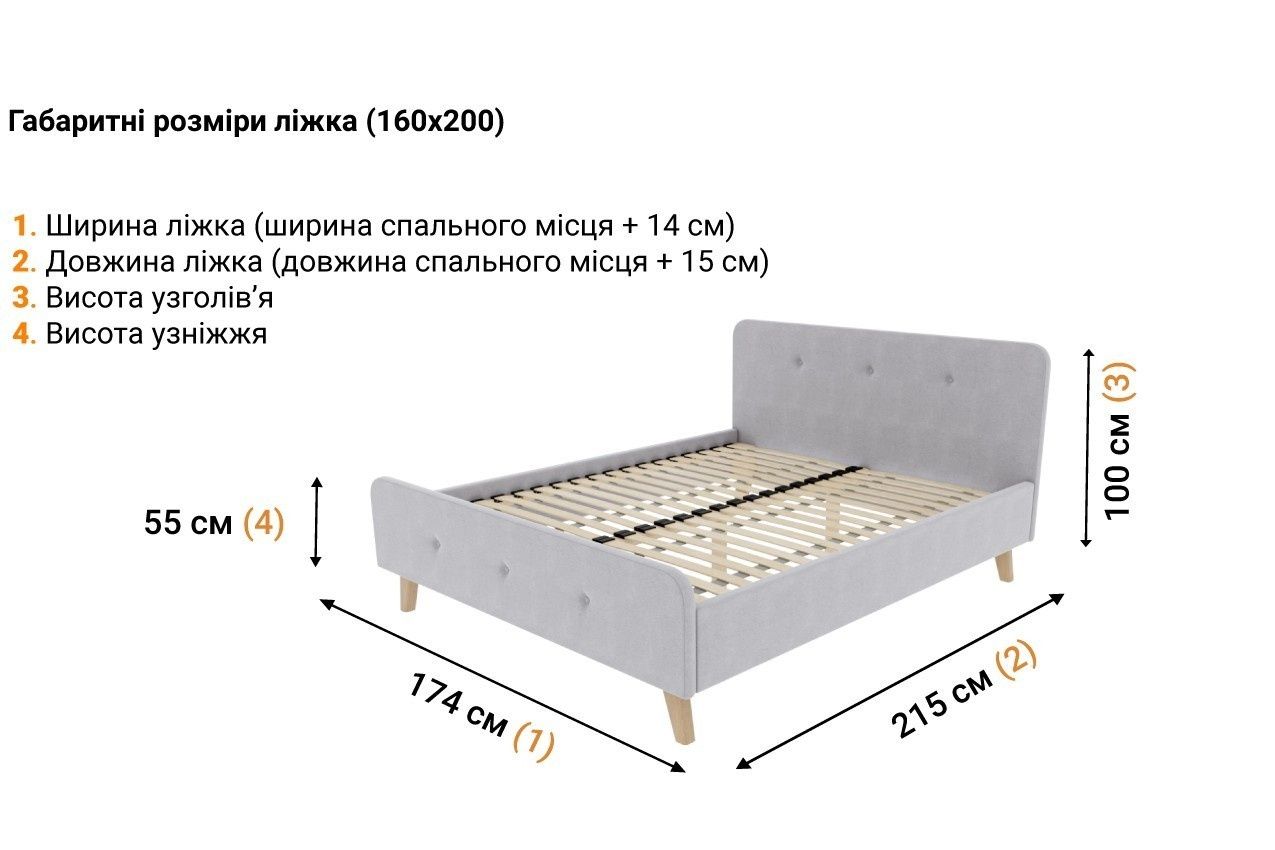 Кровать без подъёмника с обивкой Lucky 13 + матрас Bergen 160x200