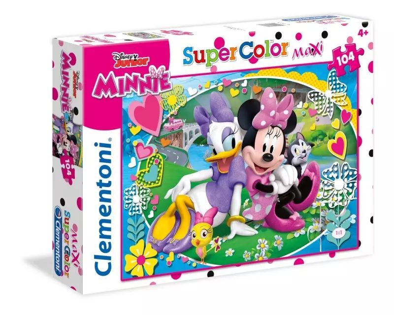 Puzzle maxi 104 elementy. Supercolor. Myszka Minnie. Clementoni