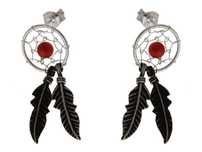 Wiszące Srebrne Kolczyki Łapacz Snów Dreamcatcher K2770