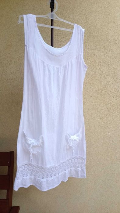 sukienka biała  rozm M - len 100%