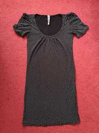 Czarna w groszki sukienka mini, 36 S