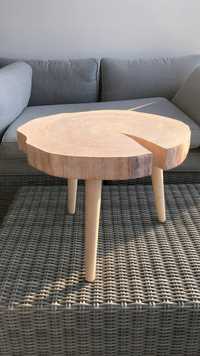Piękny Dębowy stolik kawowy z plastra drewna PROWANSJA