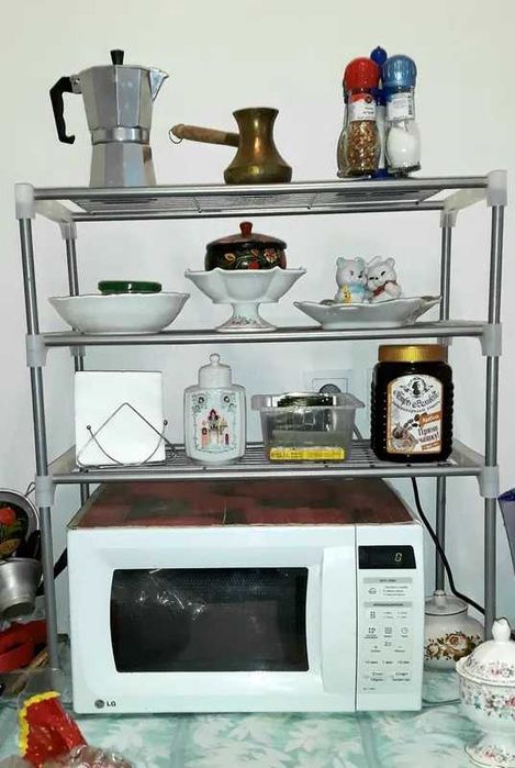 3-х ярусная полка органайзер для микроволновки,стеллаж для хранения