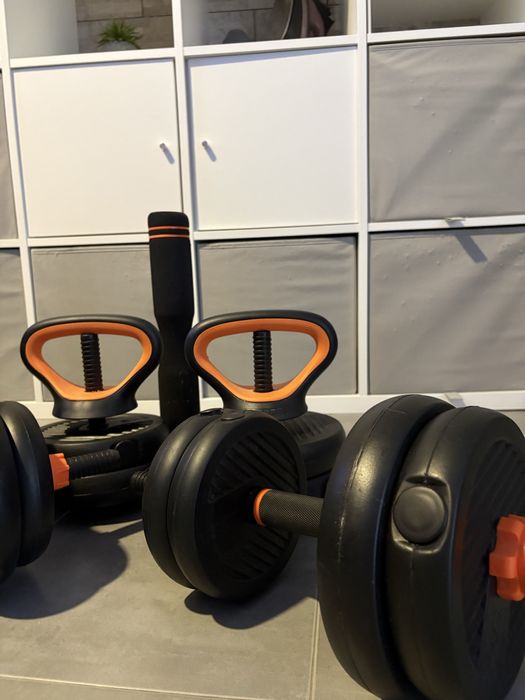 Pesos ajustaveis, barra, halteres e kettlebell 25kg