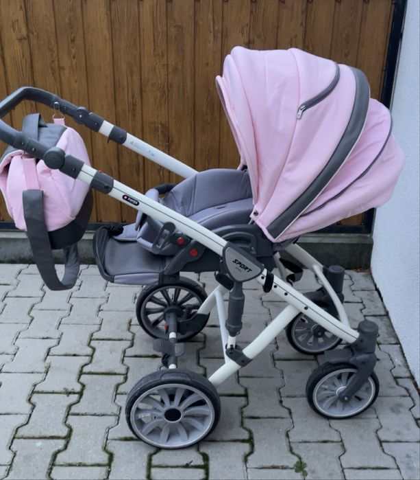 Wózek dziecięcy Anex Sport z gondolą - jasnoróżowy