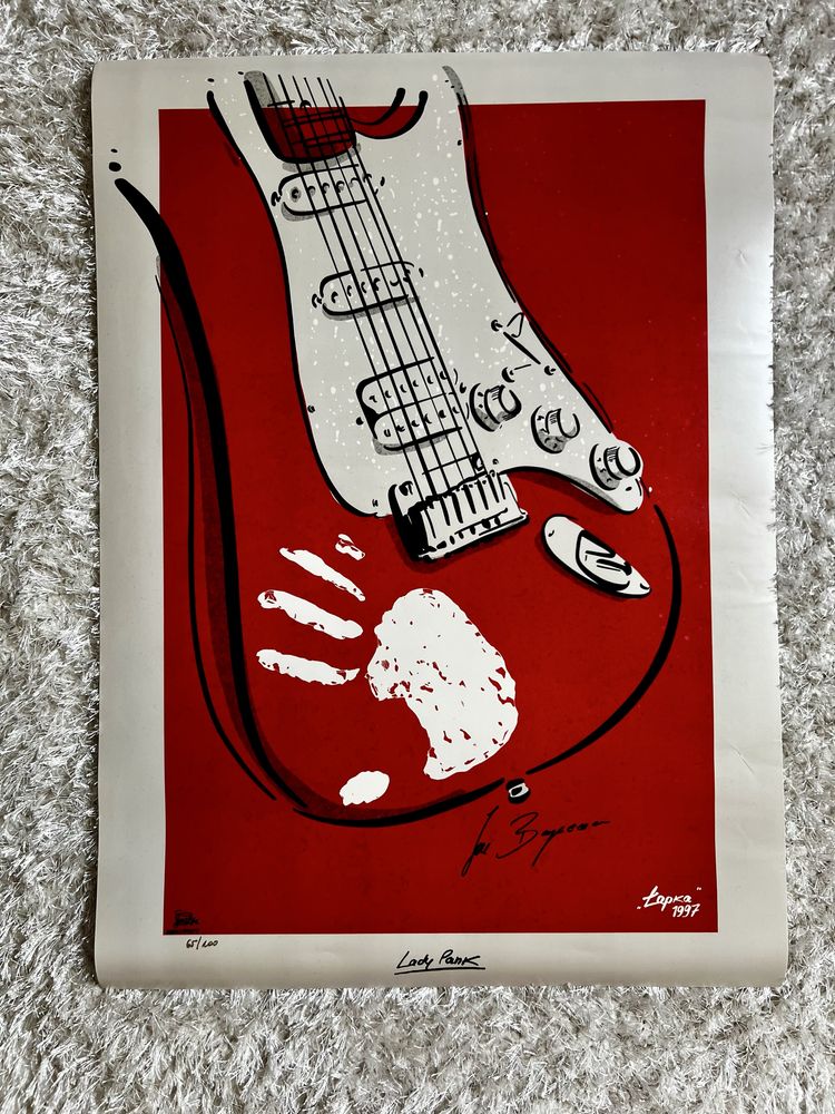 Jan Borysewicz-plakat "ŁAPKA" Limitowany Fender Stratocaster Lady Pank