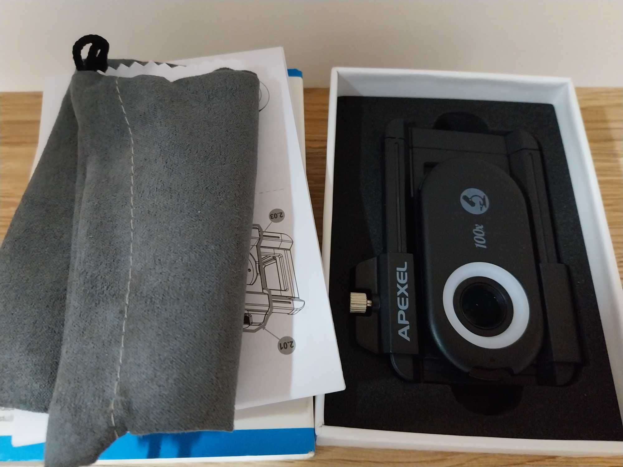 Apexel Obiektyw Makro Do Telefonu Zoom 100x LED
