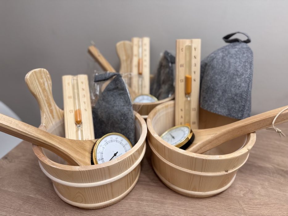 Akcesoria do sauny, zestaw do sauny,  wiaderko, klepsydra