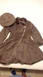 Parka Jean Bourget de menina castanha, camurça forrada pelinho + boina