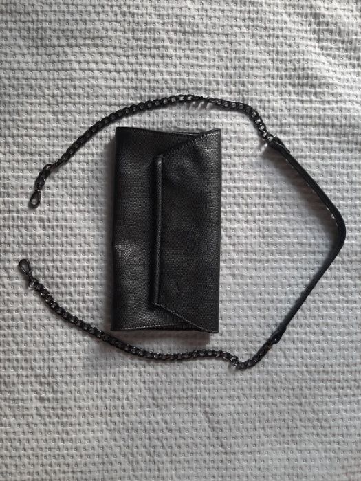 NOWA torebka kopertówka ZARA BASIC perłowa, skóra węża