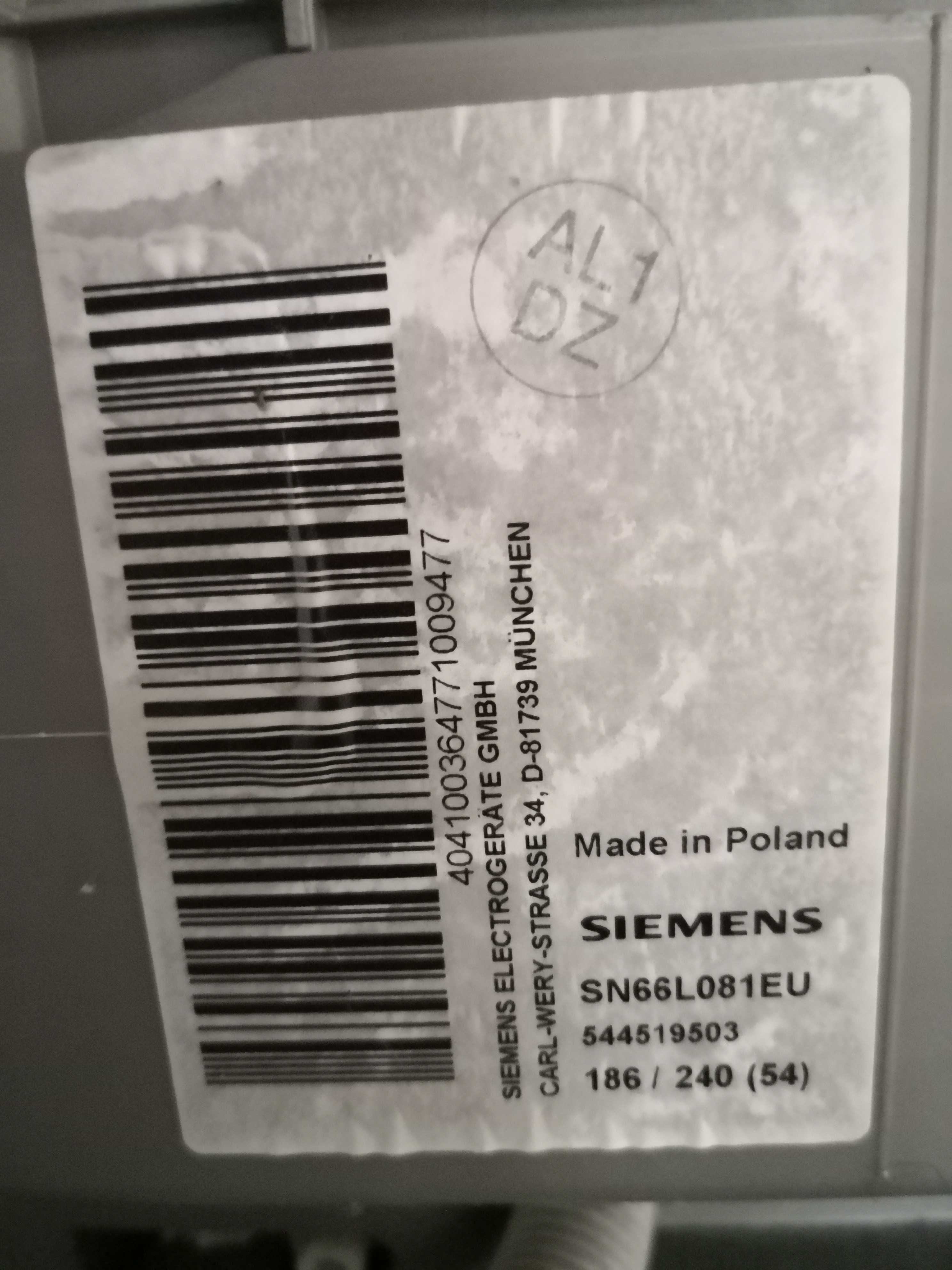 zmywarka do zabudowy Siemens model SN66L081EU