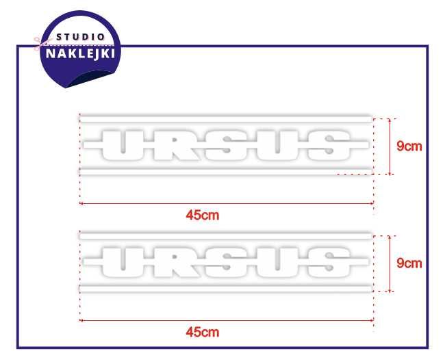 Naklejki URSUS 45x9cm Traktor Ciągnik Rolniczy Nalepki Czarny / Biały