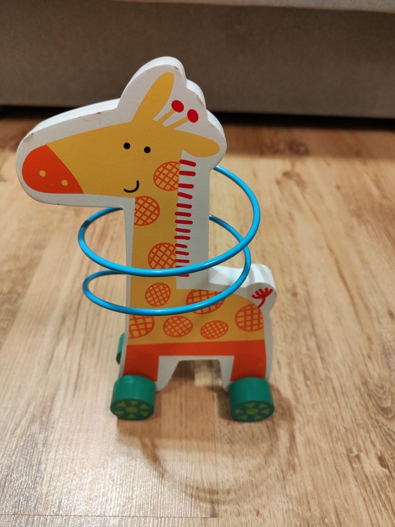 Żyrafka jeżdżąca przekładanka zabawka sensoryczna drewno