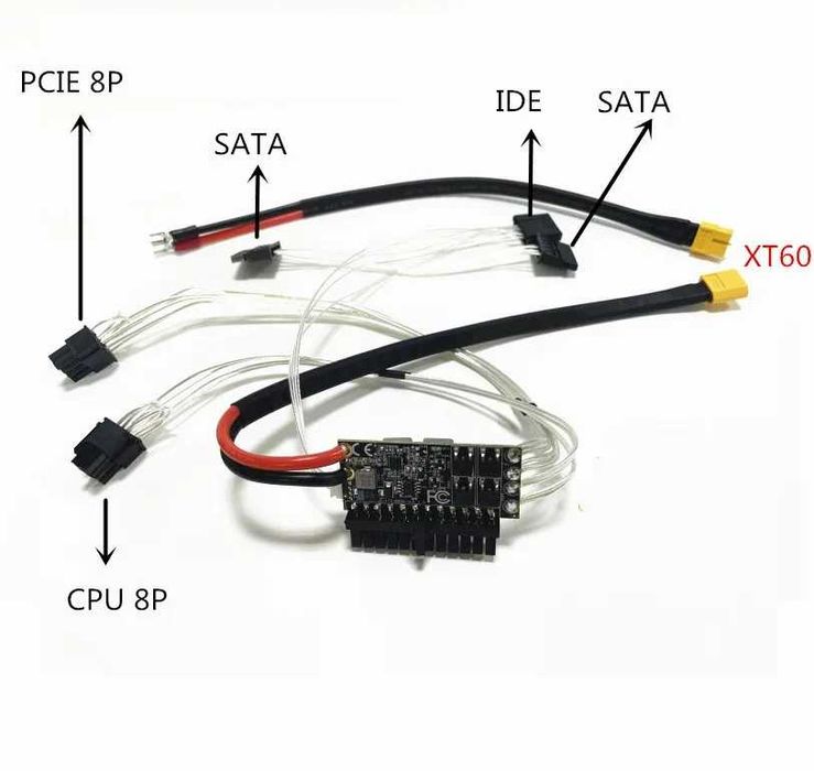 Блок питания ATX Pico PSU 160/200/300/450/600 Вт 24-pin 12В, 19В