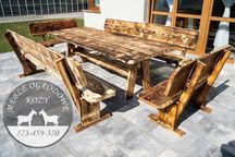 NOWE CENY! Meble ogrodowe drewniane góralskie. Lite drewno ławka stół