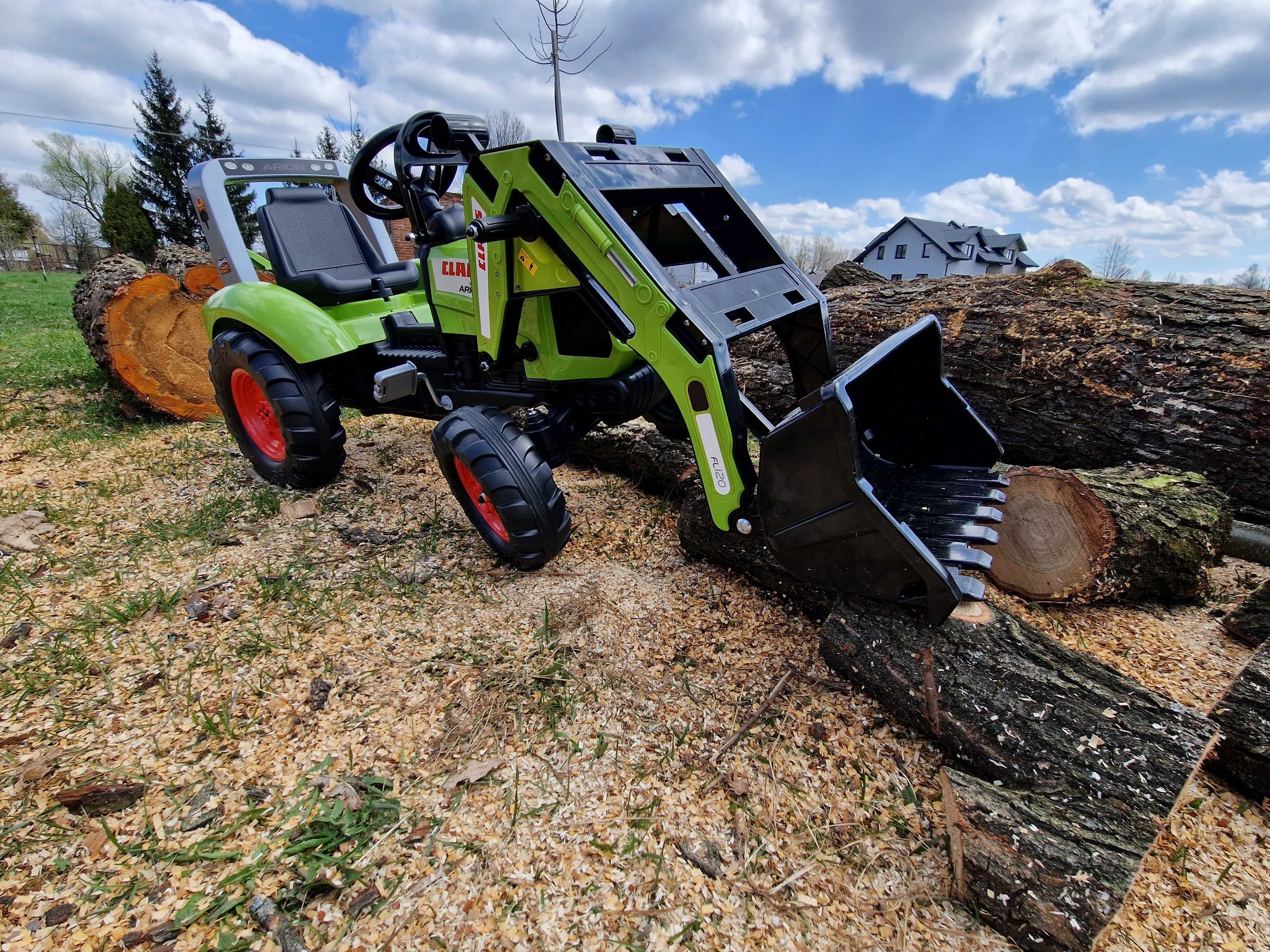 FALK Traktor na Pedały z Łyżką i Przyczepką Zielony CLAAS od 3 Lat