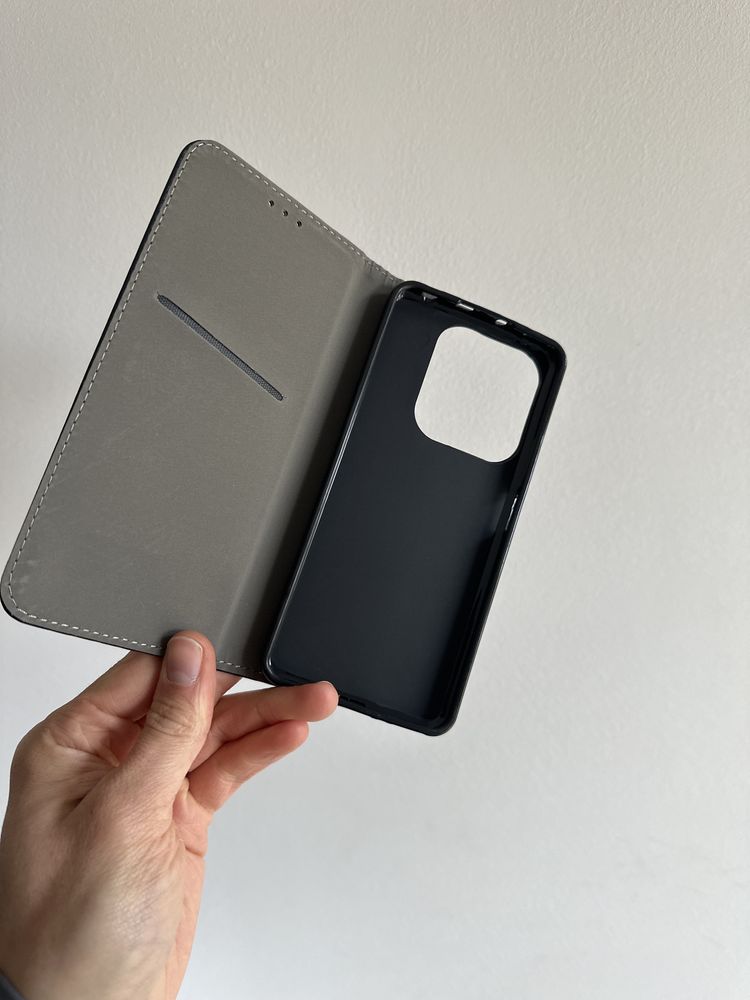 Etui Zamykane Czarne + SZKŁO hartowane do Xiaomi Redmi Note 14 5G