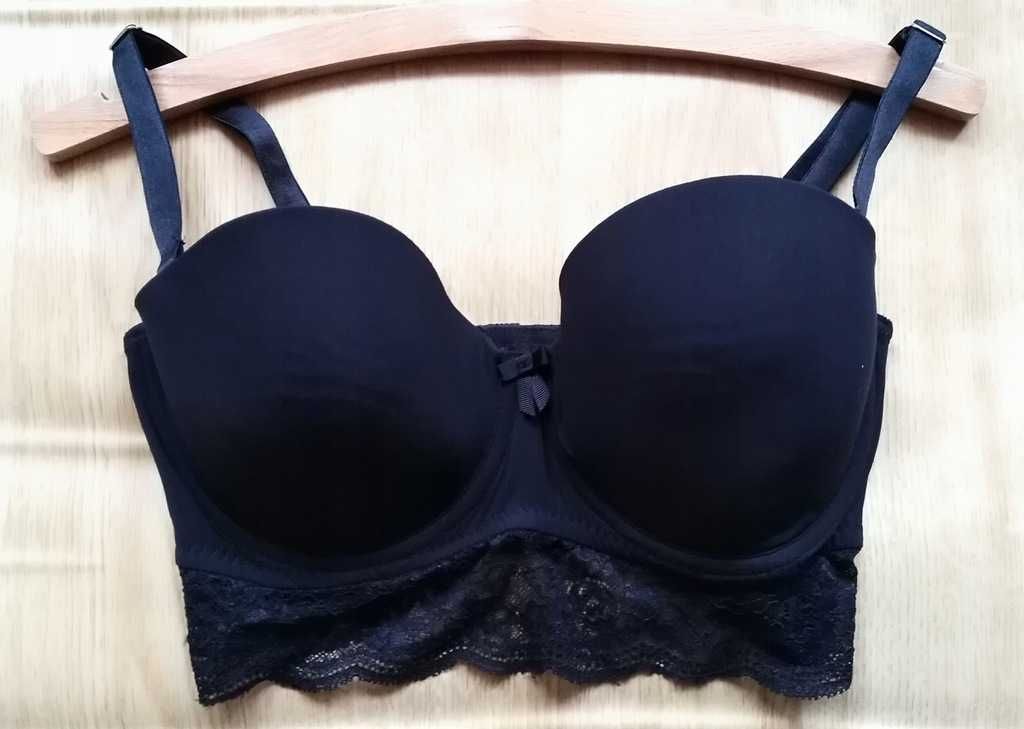 MATALAN czarny biustonosz bralet/braletka 36D