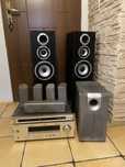 Kino domowe Yamaha 5 glosnikow + subwoofer + 2 kolumny drewniane