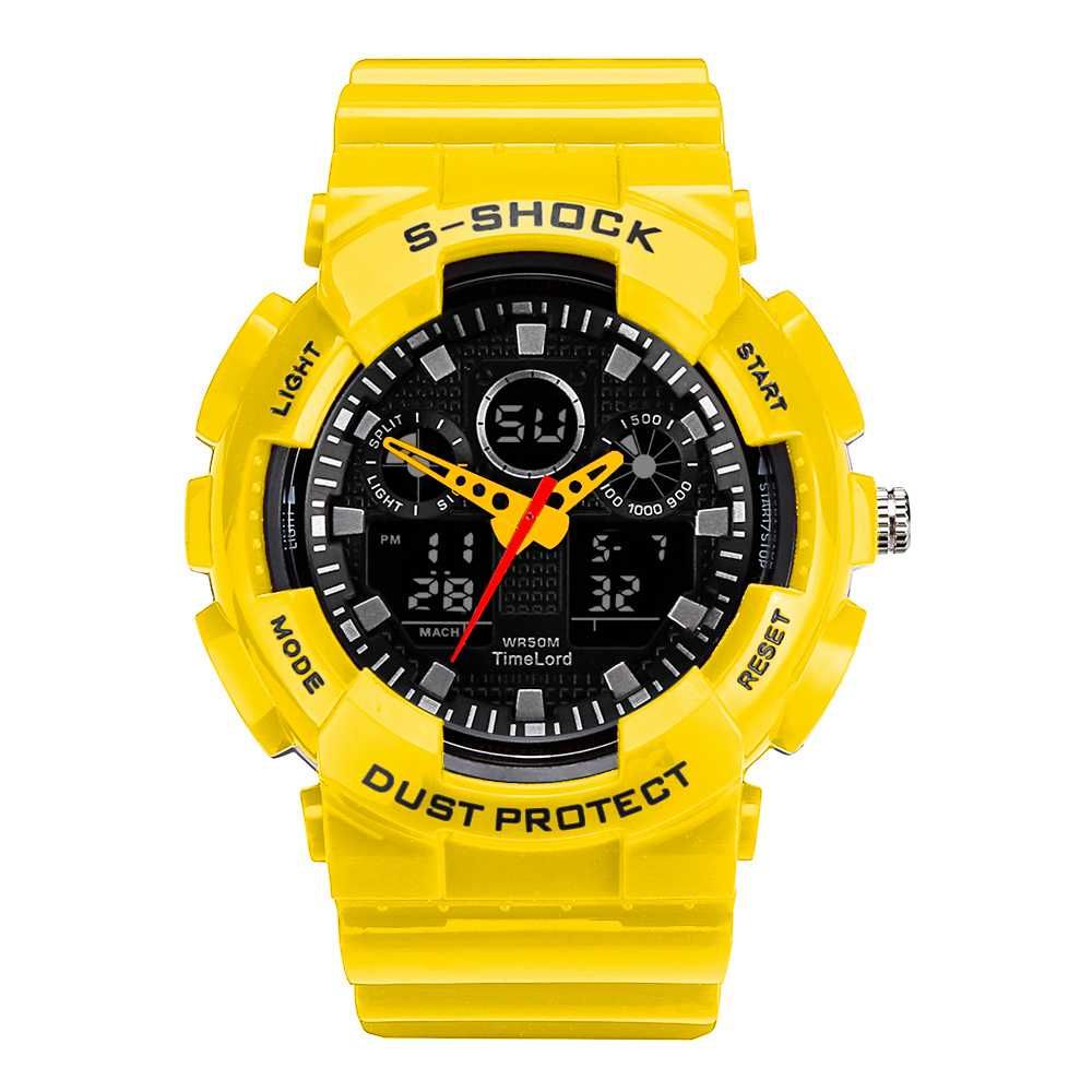 Zegarek S-SHOCK 3 kolory żółty biały czarny - wygląd jak G piękny