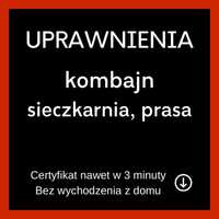 Kurs online | uprawnienia: kombajn, sieczkarnia, prasa