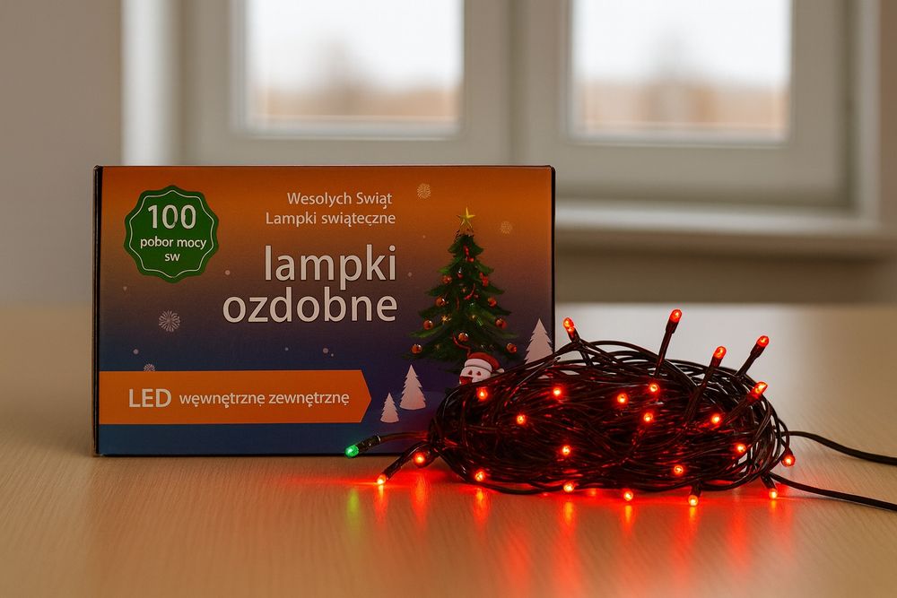 Lampki choinkowe LED czerwona 8 m 100 LED swiateczna dekoracja