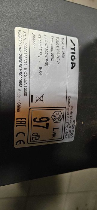 STIGA BIO SILENT 2500 Elektryczny rozdrabniacz