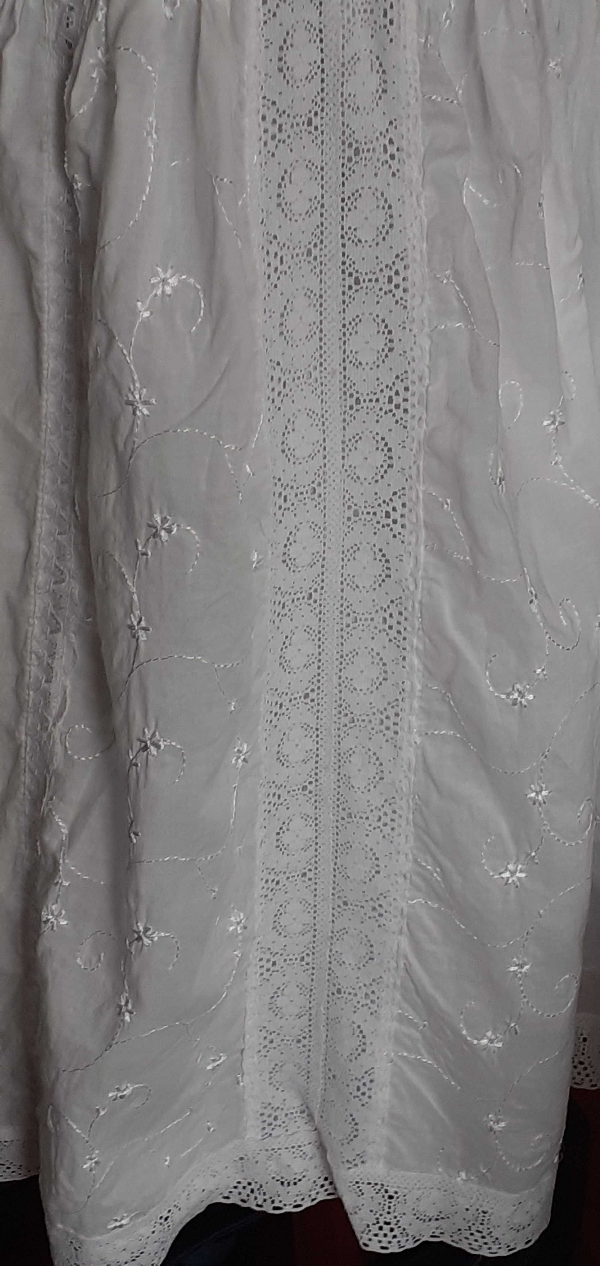 Spódnica letnia Cubus bawełniana biała z karczkiem koronka hafy boho