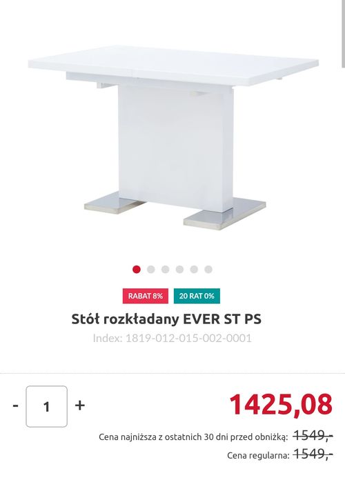 Stół do jadalni salonu 80x120