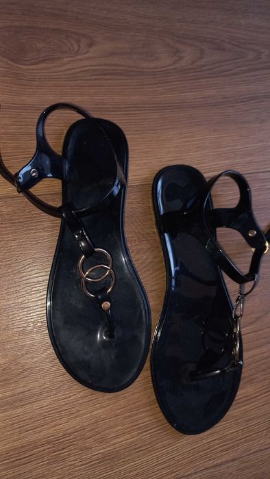 Sandałki damskie gumowe czarne japonki sandały r. 39 nowe