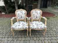 Fotele krzesła ludwikowskie dąb stan surowy Ludwik XV oczyszczone