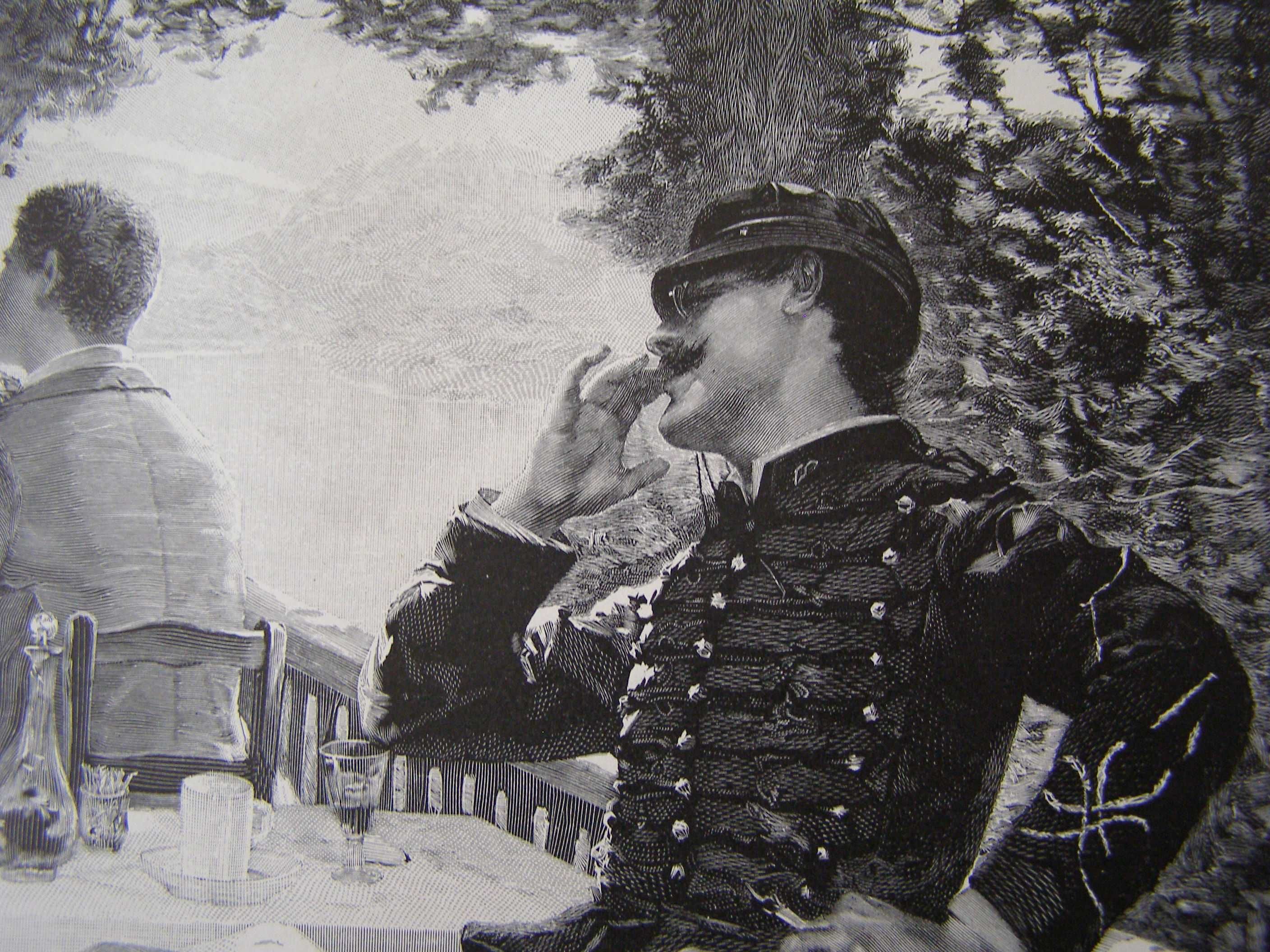 „Spojrzenie przez ramię” wg E. Dupain’a - grafika - drzeworyt - XIX w.
