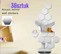 36szt naklejki lustrzane hexagon lustro przyklejane ozdoba dekoracja