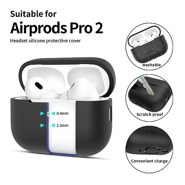 Etui Tech-Protect Silicone na Apple AirPods Pro 1 / 2 - czarne