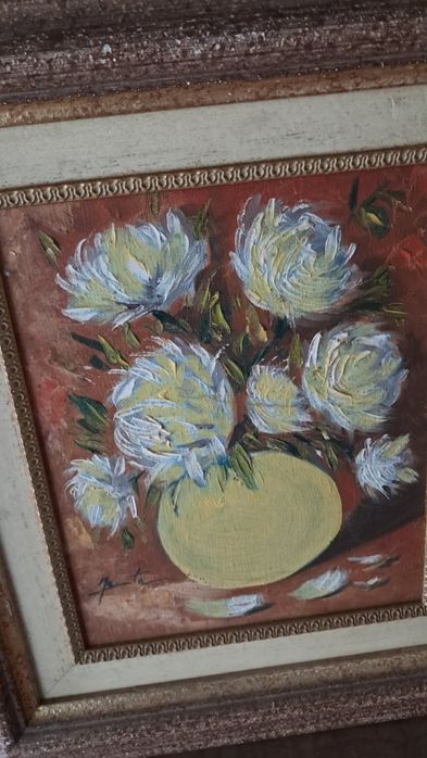 Conjunto de 2 pequenos quadros em talha dourada,  originais