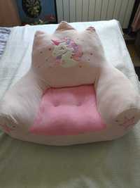 Fotel pluszak różowy jednorożec w bardzo dobrym stanie