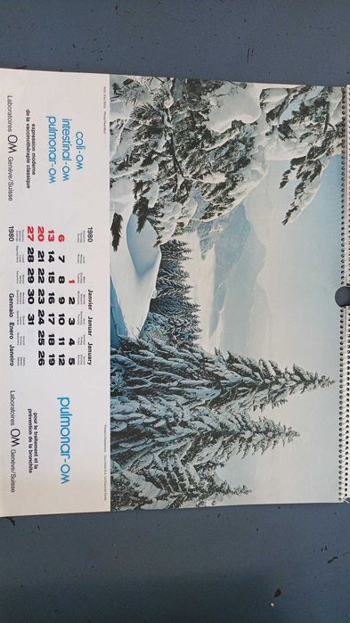 Calendários antigos antre 1967 e 1996