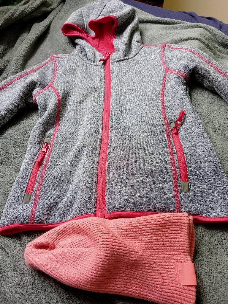 Bluza dziewcz. jak nowa ocieplana futro 110+gratis