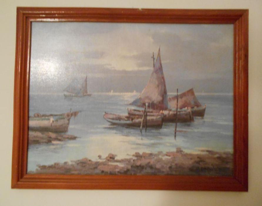Bonito quadro com paisagem marítima - Reprodução (45 cm x 35 cm).