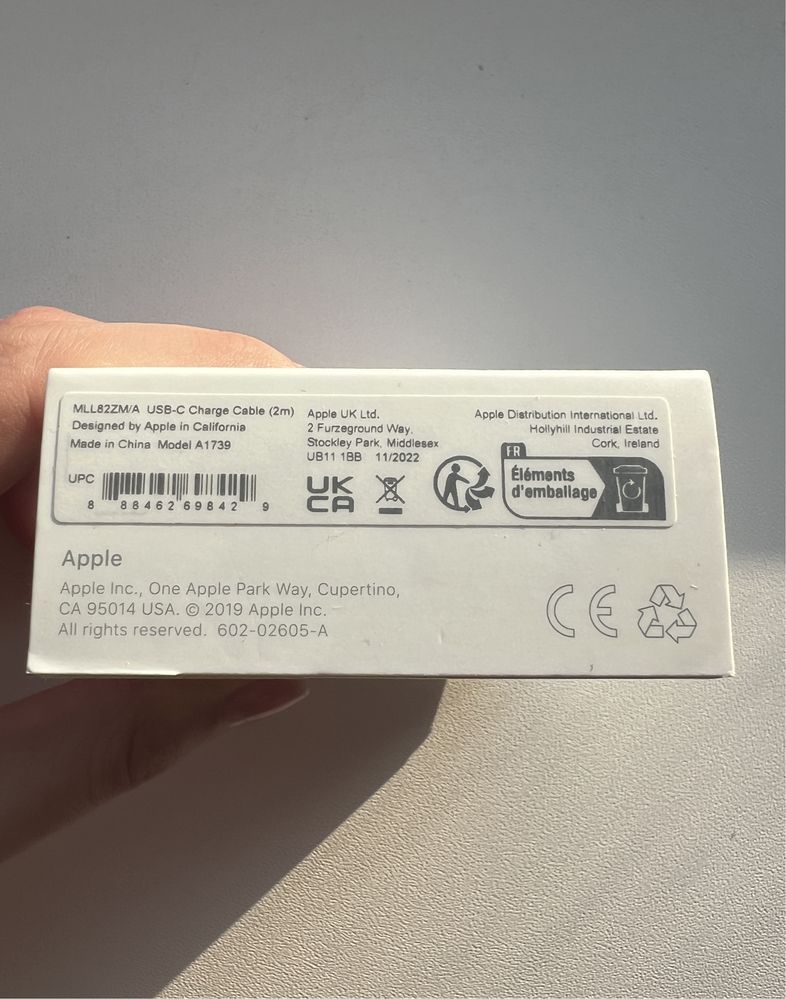 Кабель оригінал Apple USB-C to USB-C Charge (2м) MLL82ZM/A