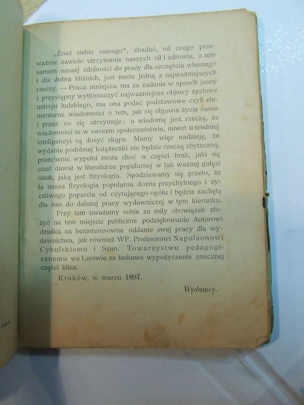 Jak się objawia życie ludzkie J. Zanietówski 1897r stara przedwojenna