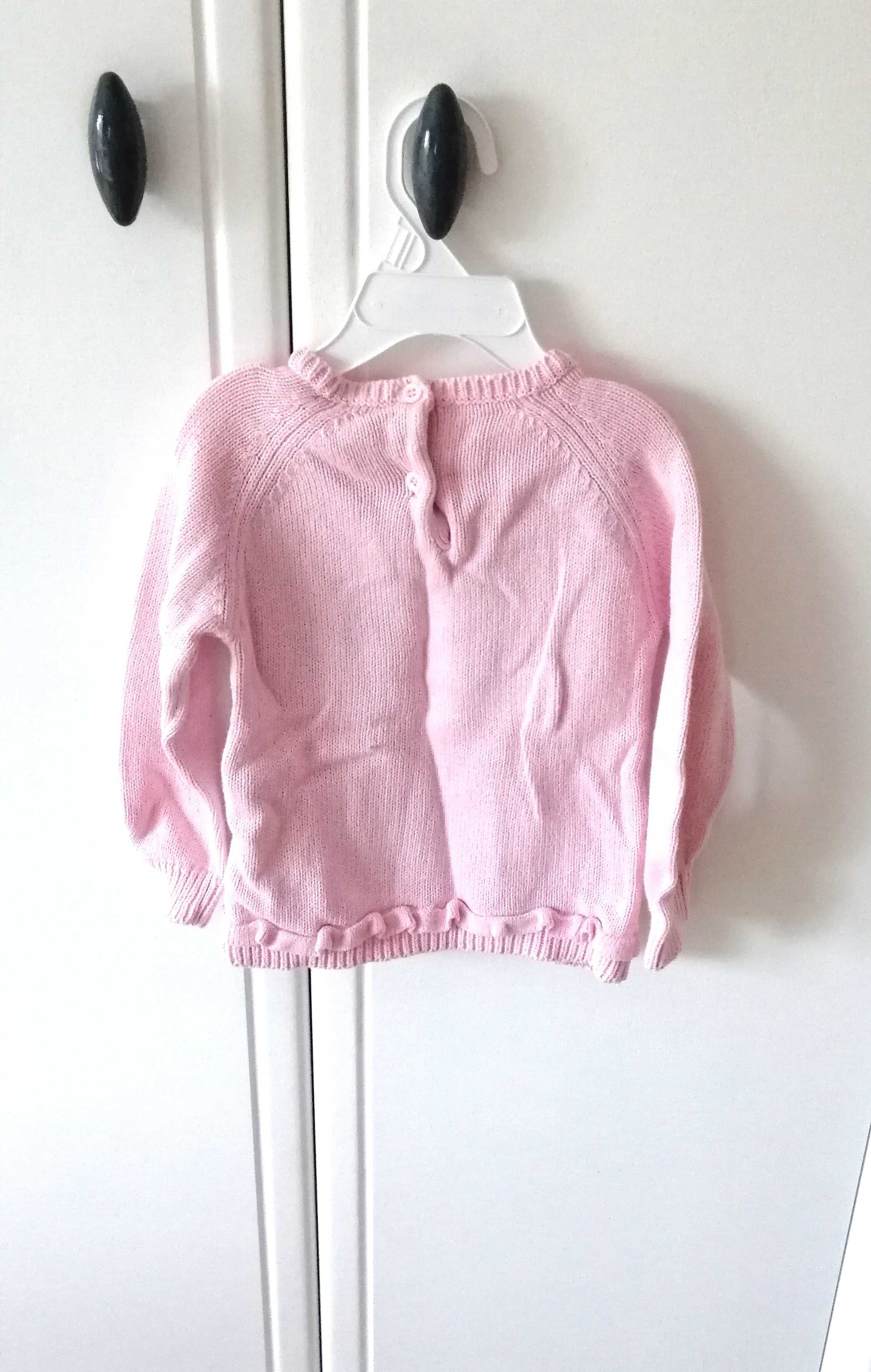 jasnoróżowy sweterek sarenka z misiem dla dziewczynki 80cm 9-12mies