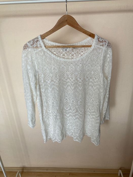 Biała koronkowa bluzka H&M roz. XL
