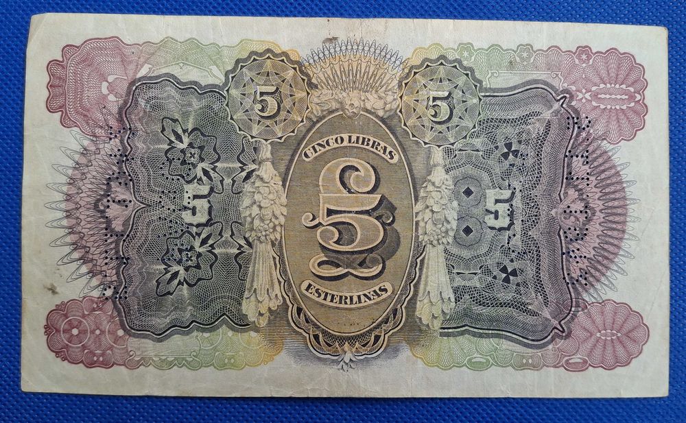Moçambique - nota de 5 libras esterlinas de 1934