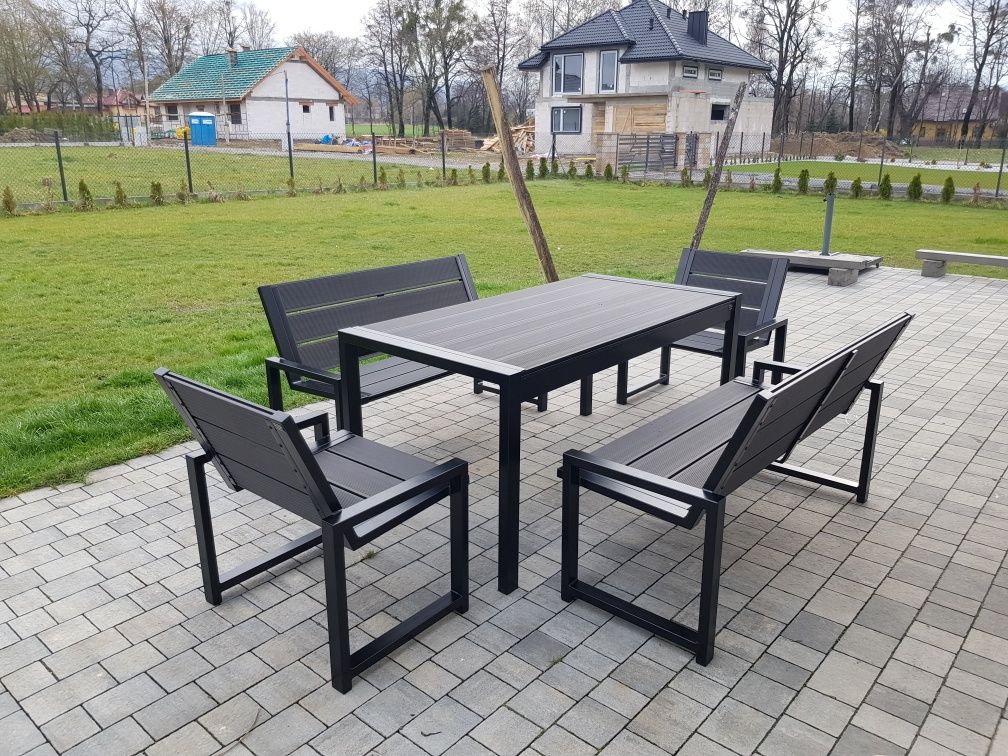 Ekskluzywne meble tarasowe/ogrodowe 8 osób metal plus kompozyt LOFT