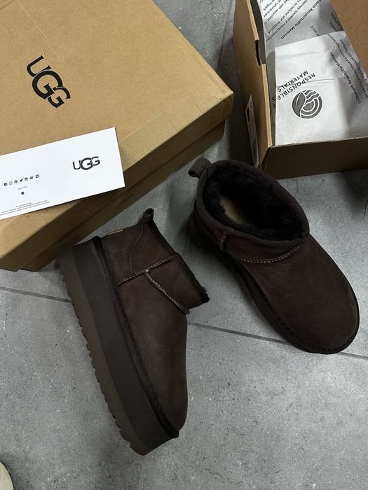 Жіночі натуральні уггі угги Ugg Ultra Mini Platform Brown/шоколад 38