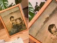 Obraz reprodukcja Vintage Dziewczynka przy studni Malczewski