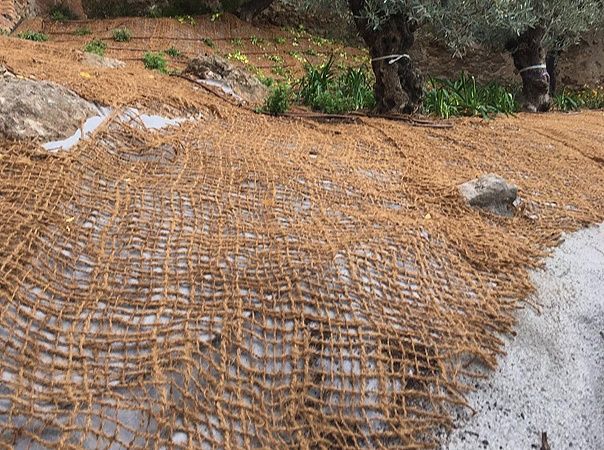 Rede geotextil de juta