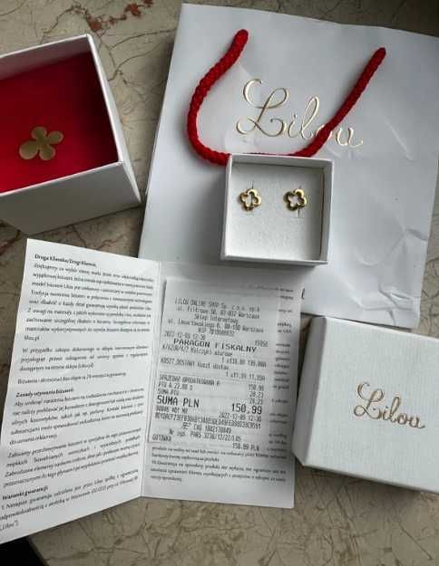 Lilou Kolczyki ażurowe koniczyny pozłacane