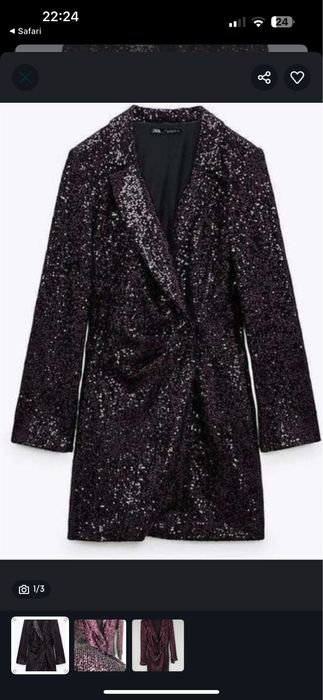Нова святкова чорна сукня-жакет з пайеткаии Zara XS